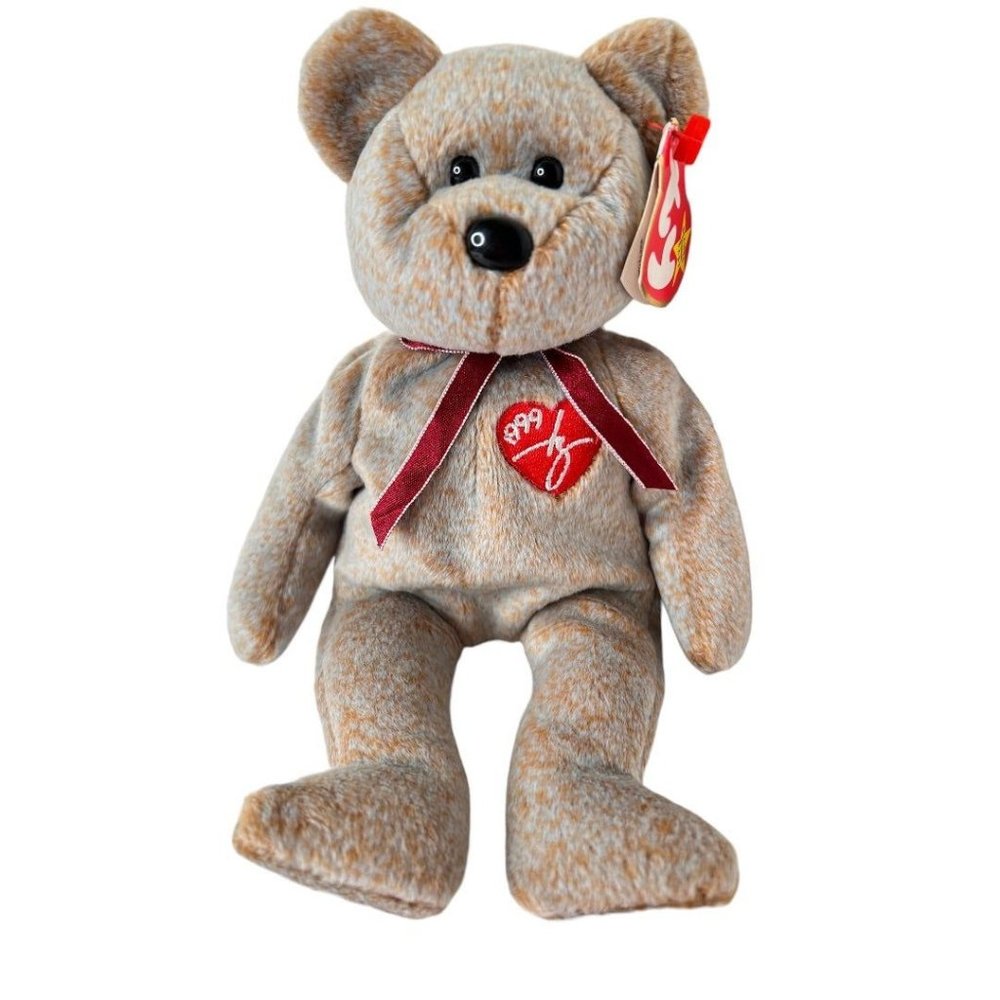 Ty Beanie Babies 1999 Signature Bear Tan Heart Tags